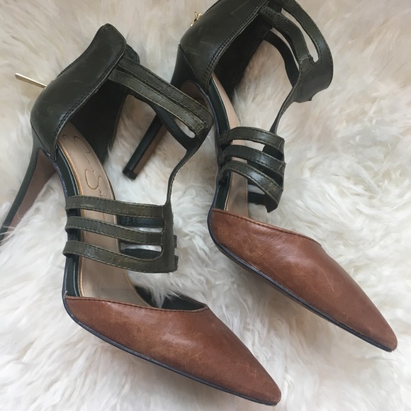 Jessica Simpson Green & Tan Strappy Heels sz8 - Picture 5 of 7